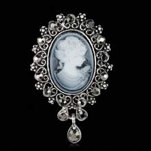 新款復古美女頭設計胸針維多利亞女王徽章別針配件 - 銀色 - 查看 3