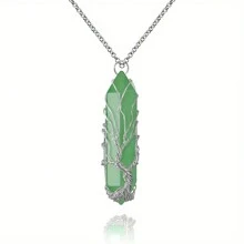 1 件治癒水晶生命之樹吊墜項鍊,金屬絲包裹,配有天然六角形石英石和銀色鏈條項鍊。男女通用情侶禮物有 8 種顏色可供選擇。 - 大六角柱項鍊繞樹 - 查看 13