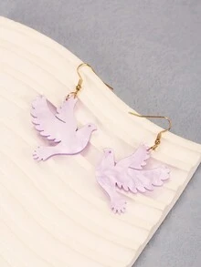 1對女性亞克力燕子、鳥、鴿子造型耳環,具歐美風格 - 紫色 - 查看 4