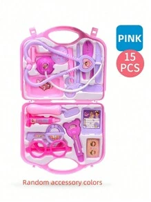15-Piece Multifunctional Medical Tool Box, Portable Educational Doctor And Nurse Equipped Game Console (Accessories Are In Random Colors) - Pink - View 2