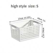 1個家用矩形收納盒,適用於衣服、廚房、桌面、玩具、零食、文具、學生,收納整理 - 白色 - 查看 2