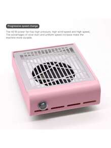 40w Stainless Steel Panel Nail Dust Collector Machine, With Replaceable Filter, Nail Drill Dust Extractor For Salon And Home Use - Perfect For Filtering Nail Dust During Nail Drilling - Pink - View 9