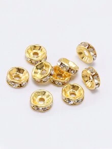 50 件/包 Diy 珠寶製作配件輪形間隔珠帶水鑽,圓形水晶戒指,金/銀/玫瑰金/槍黑色,6 毫米/8 毫米/10 毫米 - 玫瑰金 - 查看 8