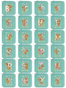 1pc Jewelry Box, Women's Jewelry Storage Box, Displays A-Z Initial Patterns, Large Capacity Travel Jewelry Box, Multi-Layer, Luxury Compartment Box, Multi-Function Mini Transparent Flip-Top Organizer, Jewelry Merchant Gift, Organizer Box For Women, Gift For Mom, PU Leather - Green - View 2