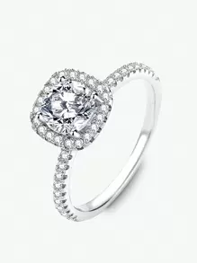 BALMORA 1 Miếng Kim Cương Đầy Đủ Cá nhân hóa Màu bạc Nhẫn Với Khối Zirconia  Đối với phụ nữ Cho đám cưới Qủa tặng Hôn ước Trang sức cô dâu - Bạc - Xem 1