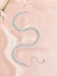 1條時尚奢華的鑽石項圈,適用於新娘、婚禮和派對 - 銀色 - 查看 2