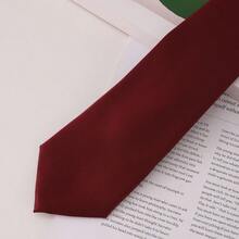 1 pieza Corbata Rojo Vino hecha a mano de poliéster para hombres, adecuada para vestir diariamente y como regalo - Burdeos - Ver 4