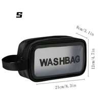 1個透明旅行收納袋,便攜防水化妝包,透明旅行收納袋,女性化妝包收納器 - 黑色 - 查看 1