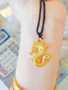 1 件黃金金屬龍形吊墜生肖金龍吊墜黃銅鍍金男士霸氣項鍊吊墜 - 金色 - 查看 3