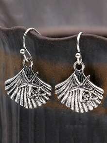 3入組/對流行珠寶耳環,合金珍珠花卉幾何設計吊墜耳環,適用於女性 - 復古銀色 - 查看 5