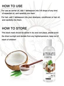 純的椰子油-放鬆按摩產品油,液體油適用於精油-皮膚,唇部,身體&頭髮油保濕霜& - 無色 - 查看 7