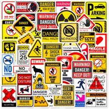 50Pcs Warning Sign Stickers, Cautions Directions Stickers For Teens Adults, Vinyl Waterproof Stickers For Helmet Water Bottle Laptop Phone Skateboard Travel Suitcase