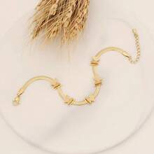 2入組/套金色不鏽鋼鍍蝴蝶式鍊帶手鐲頸鍊組合珠寶套裝,男女適用,情侶,復古奢華街派頸鍊耳環套裝 - 金色 - 查看 6