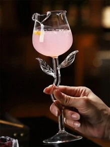 1pc 150ml/5oz White Flower Designed Unique Elegant Rose-Shaped Wine Glass, Perfect For Red Wine, Cocktails And Wines, Valentine's Day Gift - White - View 9