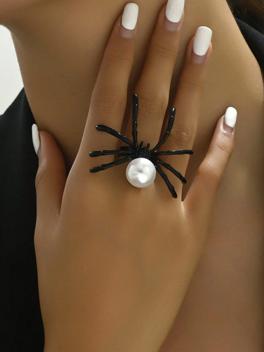 1 件時尚龐克嘻哈簡約蜘蛛戒指 - 彩色 - 查看 1