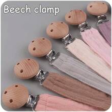 1pc New Creative Wooden Clip With Ribbon, Pacifier Chain, Cloth Strip, Beaded Jewelry For Kids Diy Crafts - Yellow - View 4