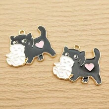 10入組貓蛇恐龍造型珐琅吊墜,鋅合金鍍金材質,適用於珠寶製作 - 彩色 - 查看 11