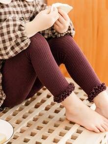 1 Miếng Cô gái Hợp thời Sọc Viền ren Quần legging Cropped , Thoải mái & Linh hoạt , Thích hợp Đối với Mặc hàng ngày Và Đi dạo - Nhiều màu - Xem 2