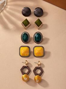 Five Pairs Of Fashionable And Versatile Retro Classical Earrings - earring set - View 5