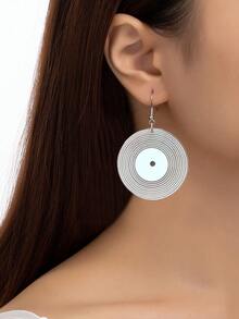 1pair Acrylic White Linear Design Earrings & Black Disk Dangle Earrings, Perfect For Parties, Shows, Dates, As Gifts For Friends - Multicolor - View 14