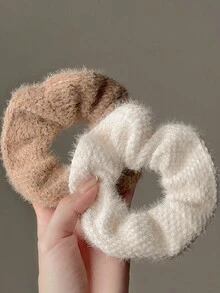 3 女式法式风情温柔简约针织毛绒发圈高端森林之美 - 彩色 - 查看 6