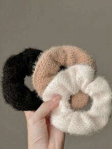 3 女式法式风情温柔简约针织毛绒发圈高端森林之美 - 彩色 - 查看 2