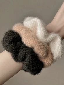 3 女式法式风情温柔简约针织毛绒发圈高端森林之美 - 彩色 - 查看 1