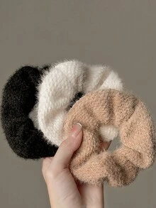 3 女式法式风情温柔简约针织毛绒发圈高端森林之美 - 彩色 - 查看 3