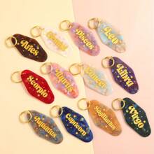 1 Piece Acrylic 12 Zodiac Sign Glitter Retro Motel Keychain Best Mother's Day Accessory Casual Car Accessories Bag Charm Backpack For School Cute Goth Y2k Halloween Accessories Teachers Day Christmas Gift Ideas Bag Lanyards With Id Holder Car Accessories Bag Charms - Multicolor - View 3