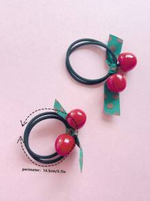 2 件裝兒童可愛櫻桃髮帶小女孩髮飾 - 紅色 - 查看 4