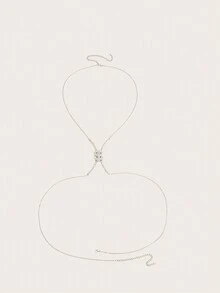 1入組女士銀色鑽石時尚簡單性感夜店胸部身體項鍊 - 銀色 - 查看 3