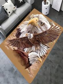 1入組聚酯纖維棕色老鷹圖案客廳地毯,家居裝飾 - 彩色 - 查看 5