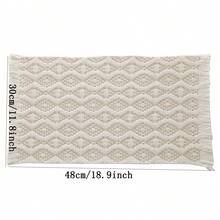 1 件編織波浪菱形桌旗,餐廳隔熱餐墊 - 白色 - 查看 4