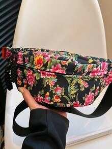 黑色尼龍包,帶有彩色花朵和流蘇,拉鍊開合,大容量,可折疊,適合日常通勤、購物、旅行、度假、派對、晚餐時間、化妝品存放。節日或生日送給女朋友的完美禮物和時尚派對服裝。 - 黑色 - 查看 4