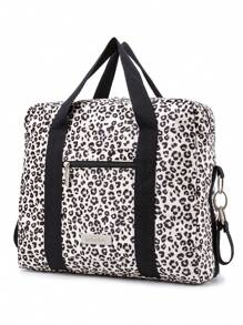 1 件装多功能豹纹尿布包带垫子，妈妈单肩包，可挂在婴儿车上 - 米色 - 查看 1