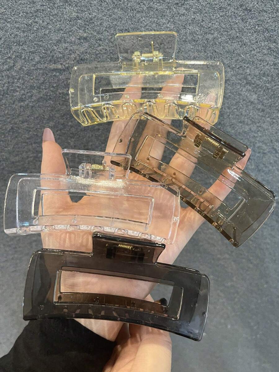 1pc4pcs Women's Square Shaped Lightweight Plastic Hair Claw For Daily