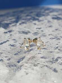 1對小而簡單的鋯石水滴形耳釘,閃亮的寶石耳飾,最適合bff派對禮物 - 無色 - 查看 1