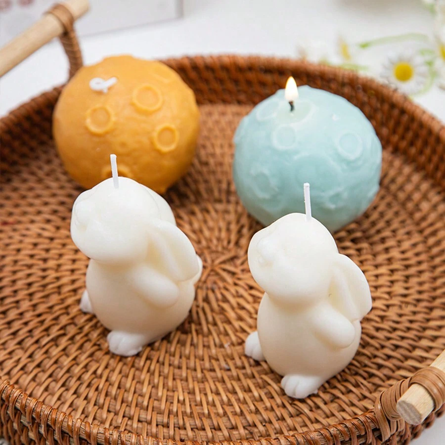 2 件裝藍月兔香氛蠟燭組創意手工蠟燭禮盒,家居裝飾 - 彩色 - 查看 1