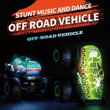 Dinosaur Shark Stunt Dancing Off-Road Rc Car 1:20 All Terrain Toy Car, Festive Gift - Blue-dinosaur Car - View 3