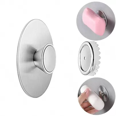 1 Piece Stainless Steel Magnetic Soap Holder Bathroom Punch-Free Wall-Mounted Soap Holder Wall-Mounted Drain Rack Hook Home Bathroom Decor Fall Decor Back To School