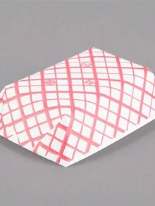10pcs Fold-Free Red Grid Pattern Paper Boxes For Party Food Packaging, Disposable Fries & Fried Chicken Holder - Red and White - View 4