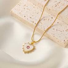 1入歐美風格,掛油墨鋼琴黃銅鍍金紅色邪惡之眼心形掛墜不同款式不銹鋼項鍊可配戴 - 眼睛 - 查看 6