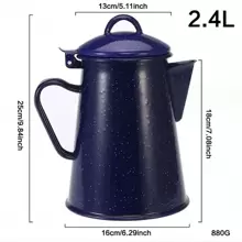 1入歐式古典風格星空藍色搪瓷鑄鐵茶壺,家用茶水/咖啡/茶壺,帶搪瓷手柄的餐桌用品 - 寶藍色 - 查看 4
