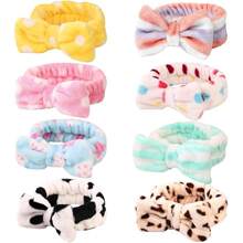 8 Pcs Spa Headband Soft Bow Hair Band Skincare Headbands For Washing Face Women Facial Makeup Headband Cute Head Wraps For Spa Shower Makeup Whasing Face - Multicolor - View 1