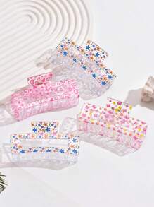 1pc-4pcs Women's Butterfly Heart Flower Pattern Hair Claw Clip For Daily And Bathing Use Boho - Multicolor - View 2