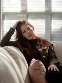 Premium Denim Jacket For Women Green Slim Fit - Army Green - View 6