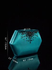 六角形鑲鑽晚宴手拿包,重工業手工縫製優雅手提盒型手袋,適用於派對、舞會和婚禮 - 淺藍色 - 查看 9