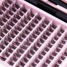 Kit de extensiones de pestañas DIY, pestañas individuales, pestañas ligeras, suaves y cómodas, efecto de pestañas esponjosas naturales fáciles de usar,pestañas pestans extensiones de pestañas - Negro - Ver 3