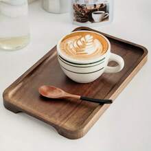 1pc Wood Tray - Perfect For Dinner, Snacks, Desserts, And More - Solid Wood Tableware For Elegant Dining And Decor - Yellow - View 9