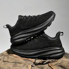 1雙男士運動跑鞋休閒時尚耐磨輕便避震防滑防滑健行潮流 - 黑色 - 查看 3